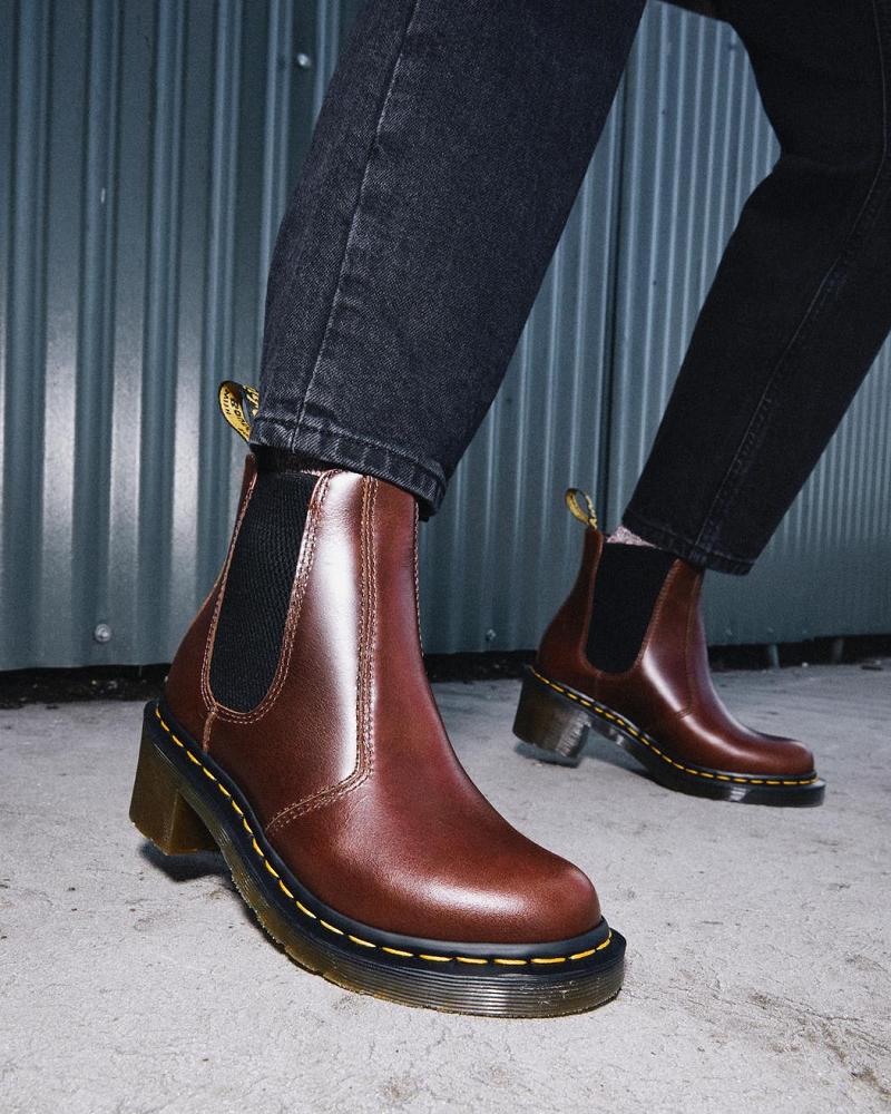 Botas de Tacon Dr Martens Cadence Cuero Tacón Mujer Marrom | MX 635WNB